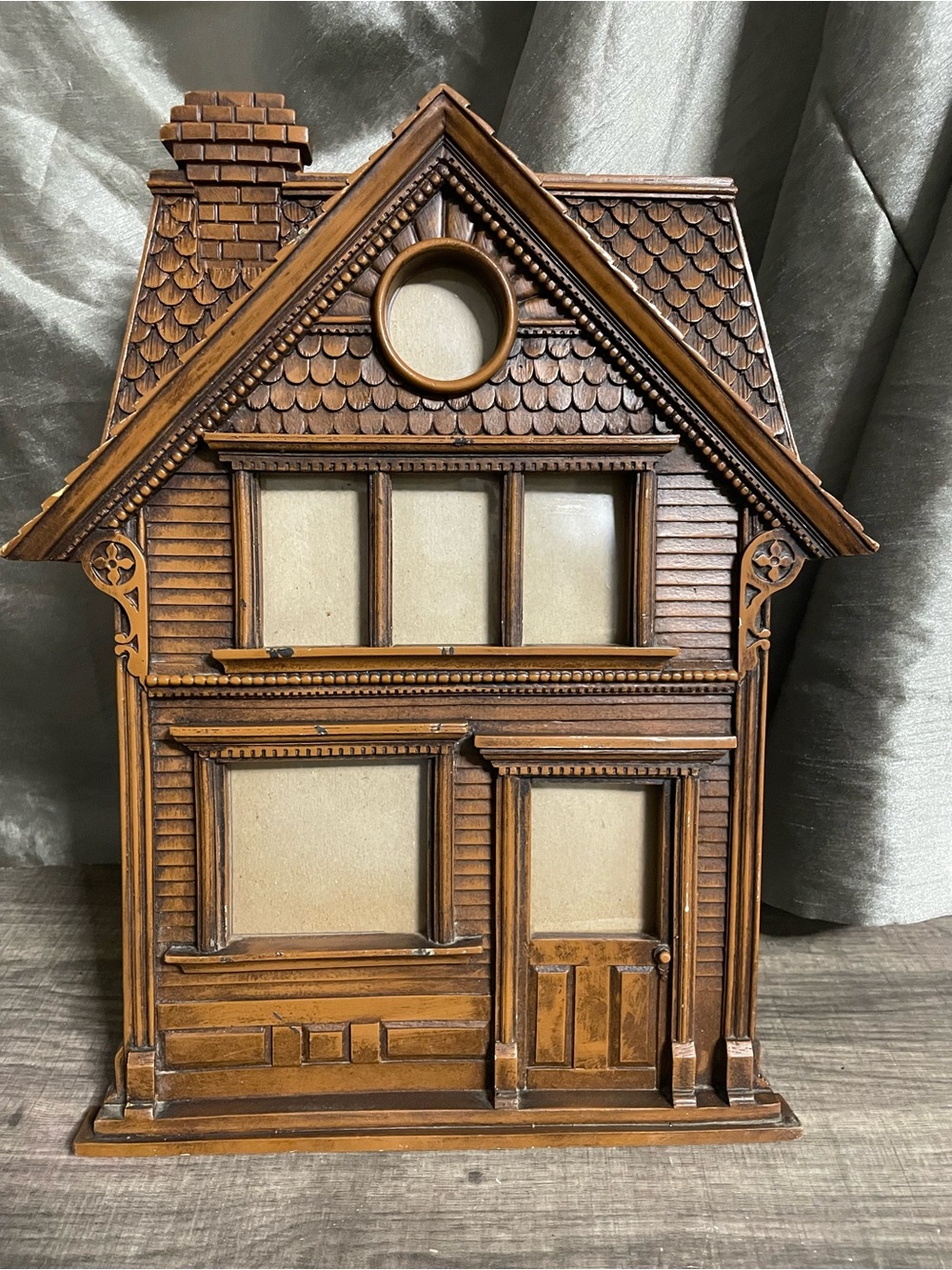 VTG Syroco Style Victorian Gothic House Picture Frame Multi Photo Collage MCM